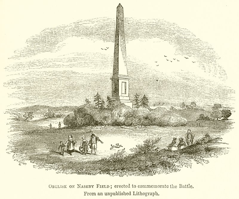 Obelisco en el campo de Naseby; erigido para conmemorar la batalla de English School
