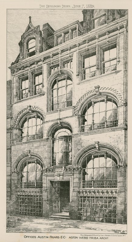 Oficinas, Austin Friars, Londres EC, Aston Webb, arquitecto de English School