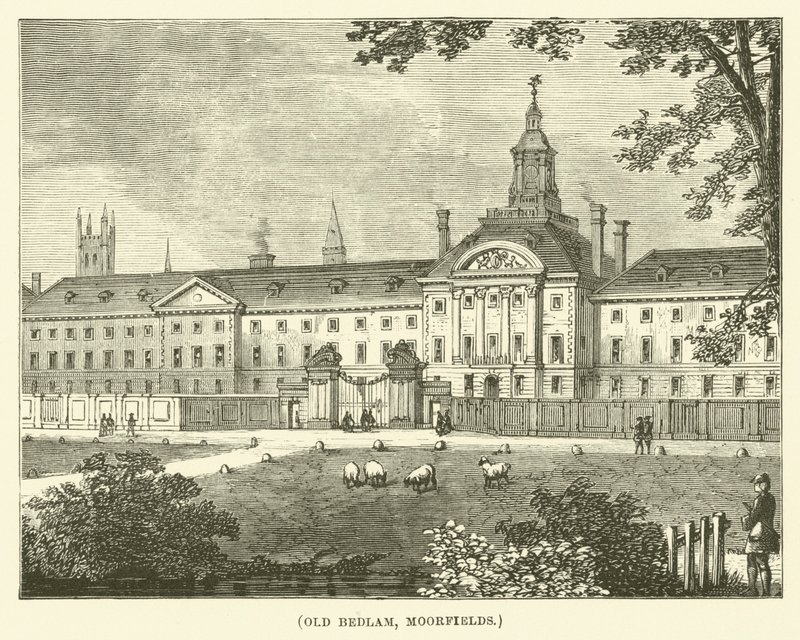 Old Bedlam, Moorfields (grabado) de English School