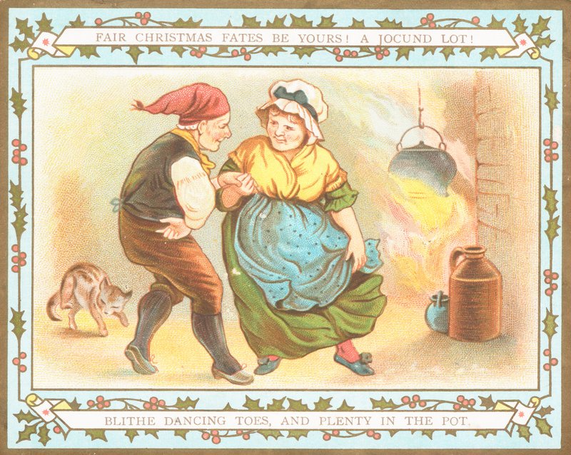 Pareja de ancianos bailando, Tarjeta de Navidad de English School