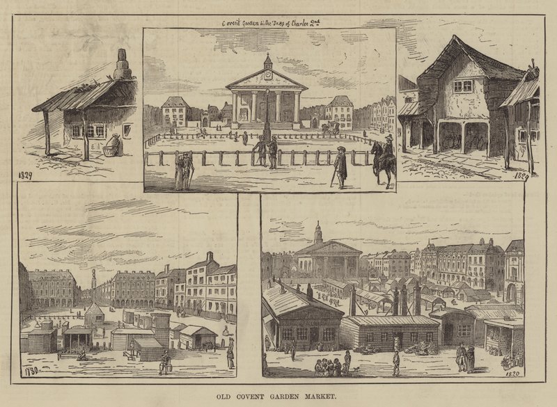 Antiguo mercado de Covent Garden (grabado) de English School