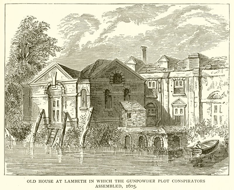Casa antigua en Lambeth donde se reunieron los conspiradores de la trama de la pólvora, 1605 de English School