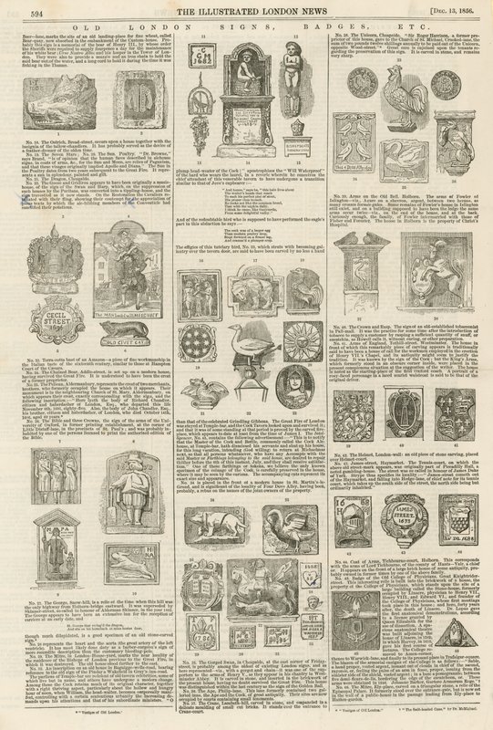 Viejos letreros de Londres, insignias, etc. de English School