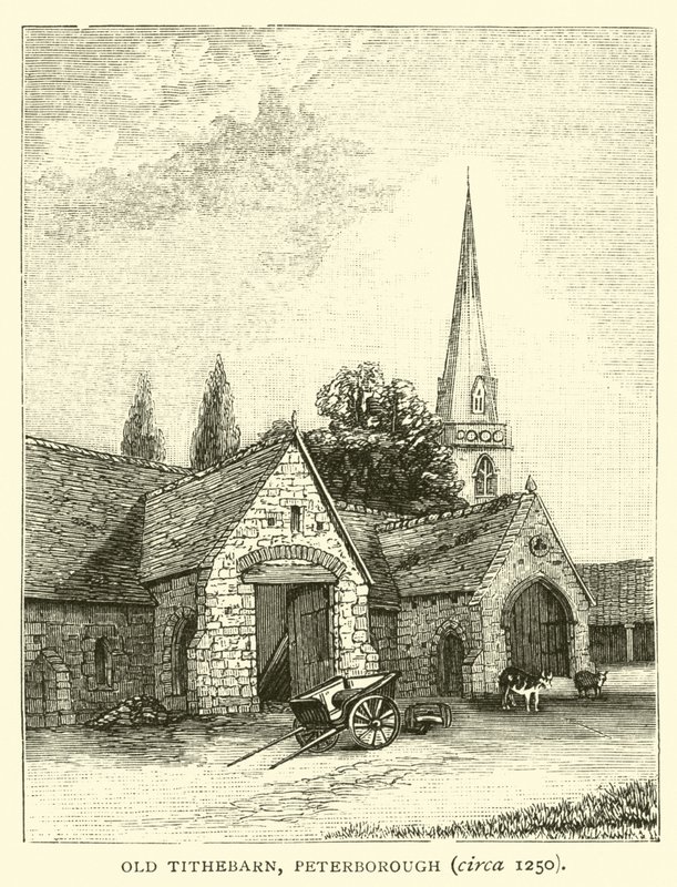 Antiguo Tithebarn, Peterborough, circa 1250 de English School
