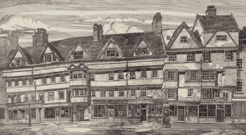 Casas antiguas en Holborn Bars, Londres de English School