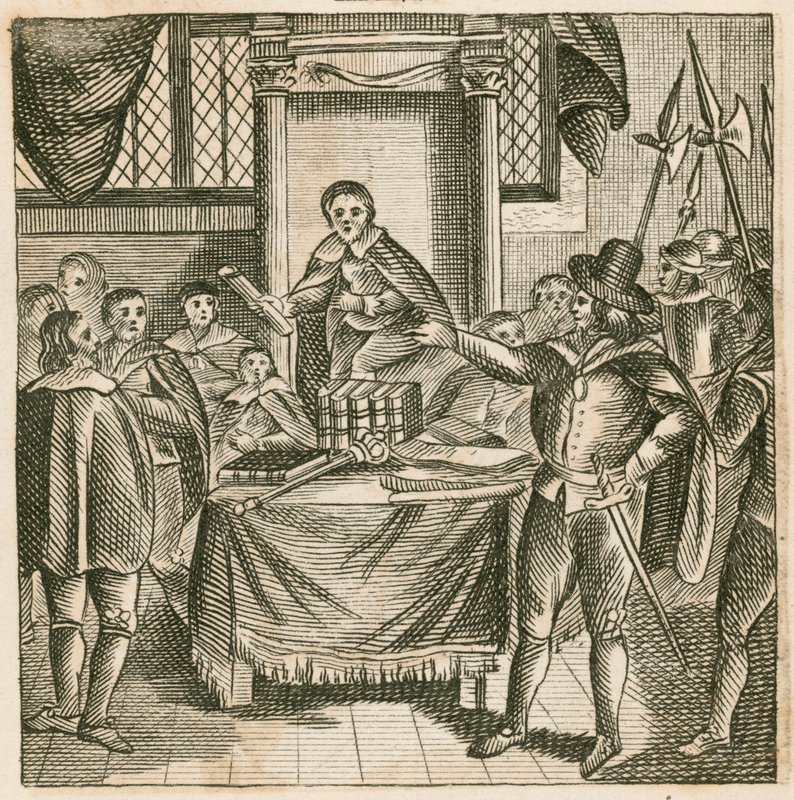 Oliver Cromwell despidiendo el Parlamento Rump de English School