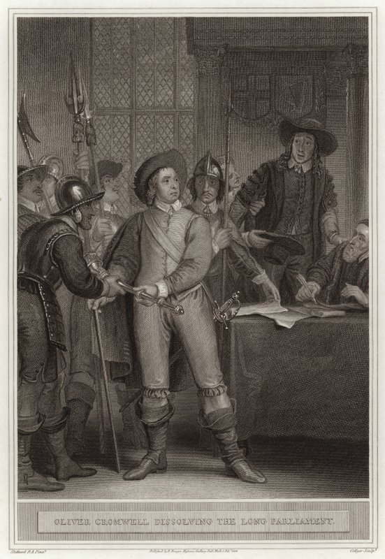 Oliver Cromwell disolviendo el Parlamento Largo de English School