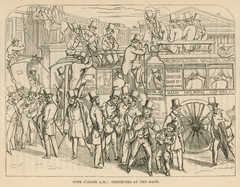 Ómnibuses en el Banco, Londres de English School