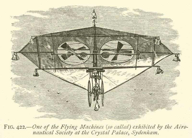 Una de las Máquinas Voladoras exhibidas por la Sociedad Aeronáutica en el Crystal Palace, Sydenham de English School