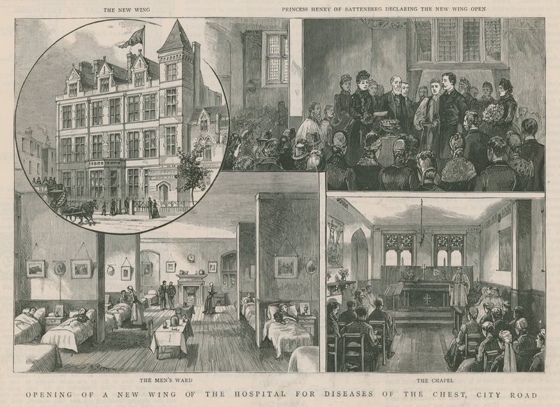 Inauguración de una nueva ala del Hospital para Enfermedades del Pecho, City Road, Londres de English School