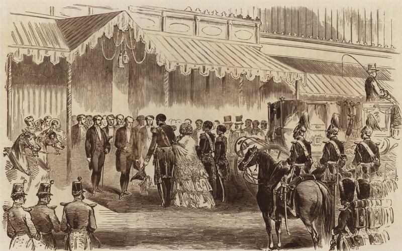 Apertura del Palacio de Cristal, la Llegada de Su Majestad, 1854 de English School