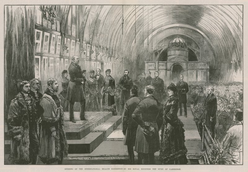 Inauguración de la Exposición Internacional de Salud por el Duque de Cambridge de English School