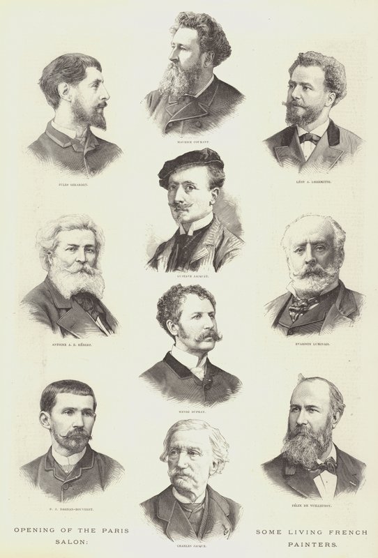 Apertura del Salón de París, algunos pintores franceses vivos (grabado) de English School