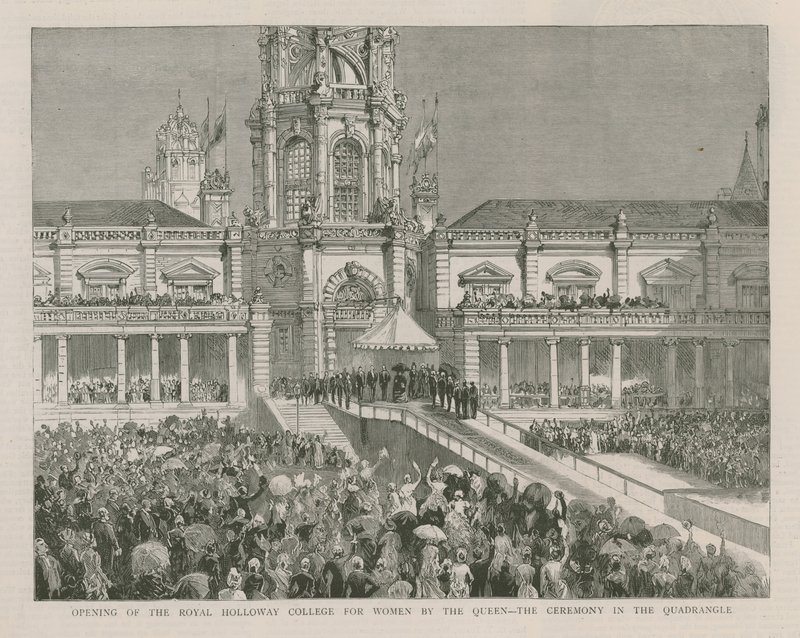 Inauguración del Royal Holloway College para Mujeres por la Reina de English School