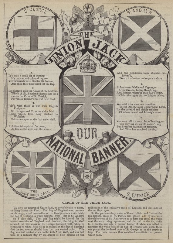 Origen de la Union Jack (grabado) de English School
