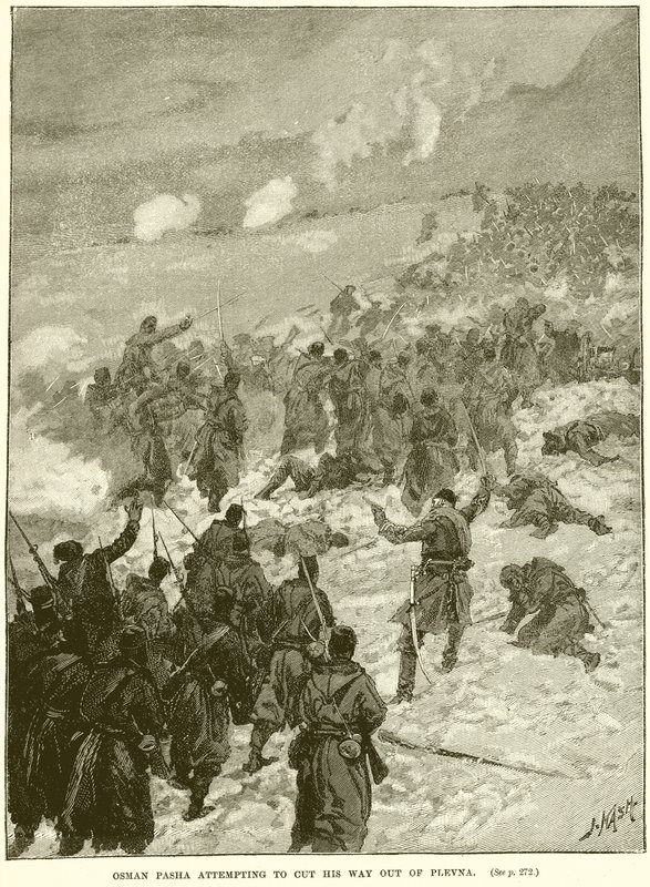Osman Pasha intentando abrirse camino fuera de Plevna de English School