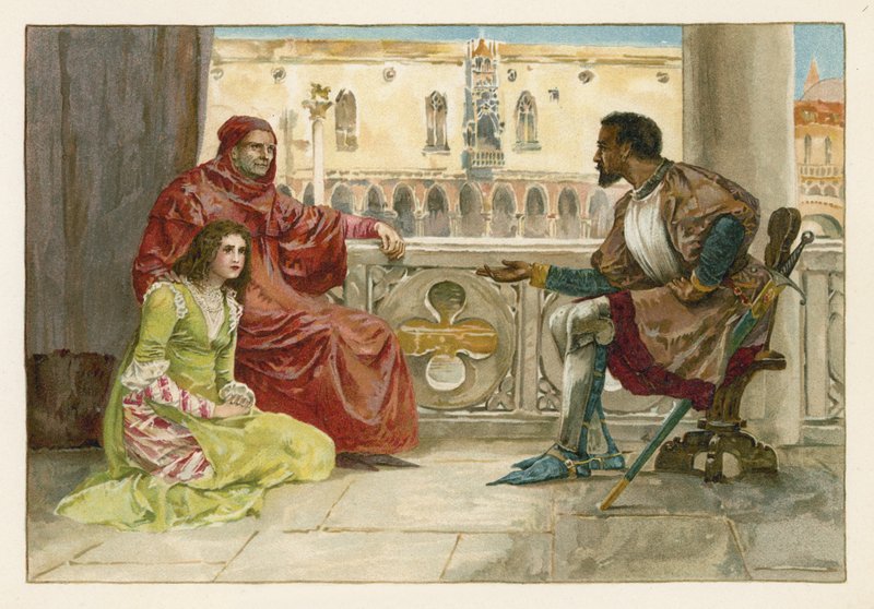 Otelo hablando con Desdémona y su padre de English School