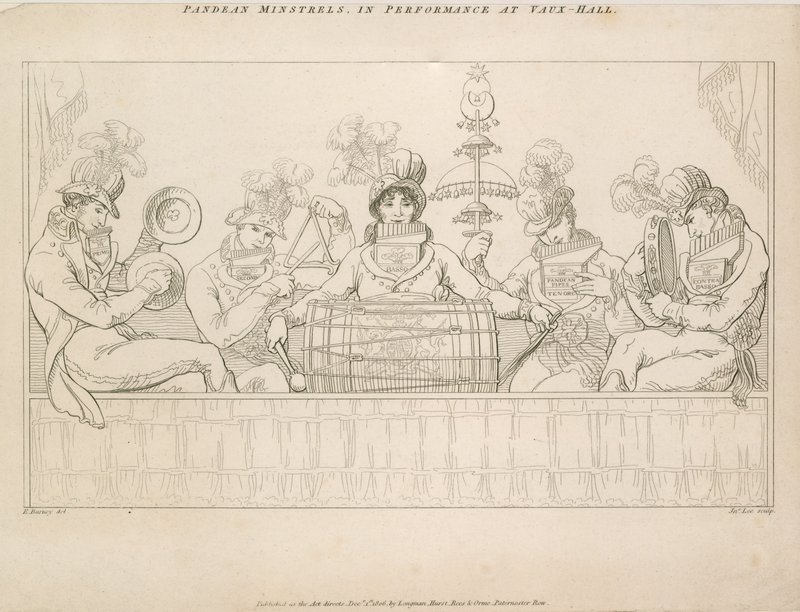 Padean Minstrels en actuación en Vauxhall Gardens, Londres de English School