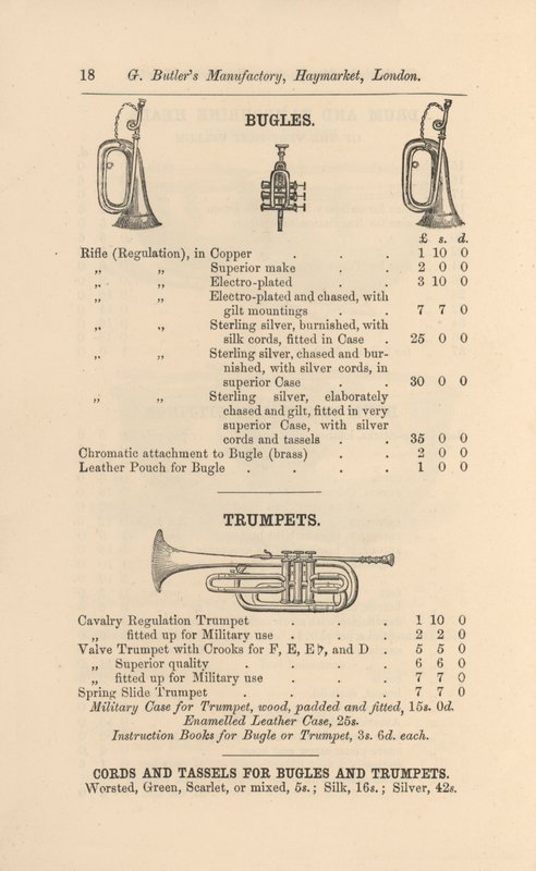 Página del Catálogo Ilustrado de Instrumentos Musicales de G Butler de English School