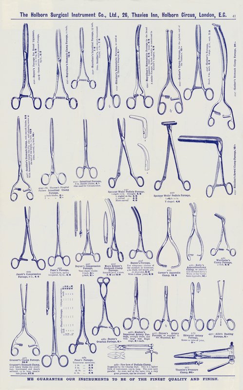 Página del catálogo de instrumentos quirúrgicos, c.1900 de English School