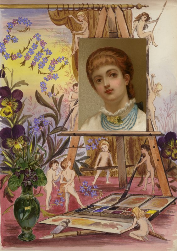 Página de álbum de recortes de la época victoriana tardía de English School