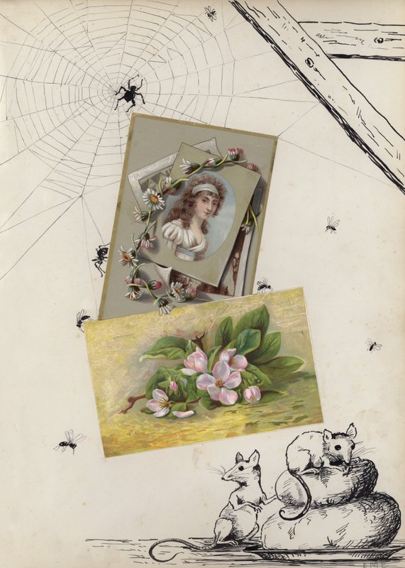 Página de álbum de recortes de la época victoriana tardía de English School