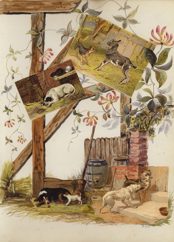Página de álbum de recortes de la época victoriana tardía de English School