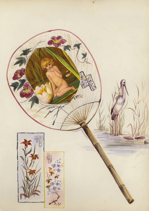 Página de álbum de recortes de la época victoriana tardía de English School