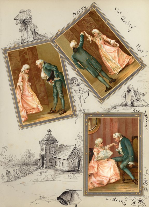 Página de álbum de recortes de la época victoriana tardía de English School