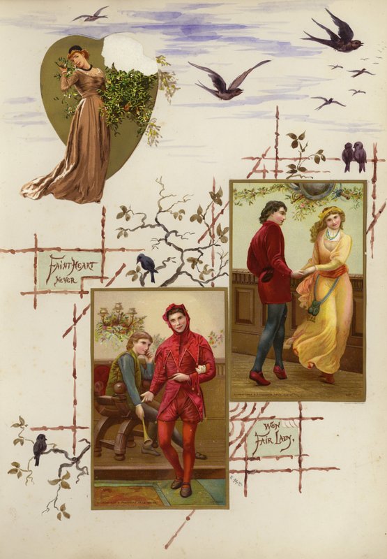 Página de álbum de recortes de la época victoriana tardía de English School