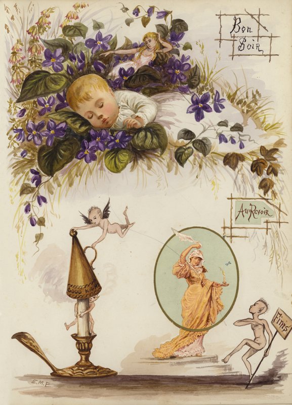 Página de álbum de recortes de la época victoriana tardía de English School