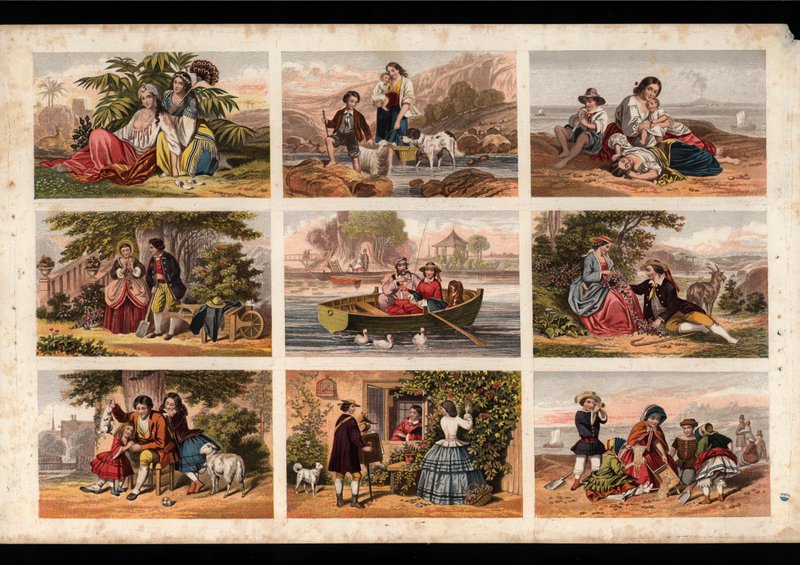 Página de recortes impresos victorianos de English School