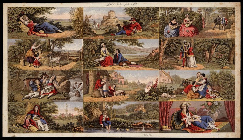 Página de recortes impresos victorianos de English School