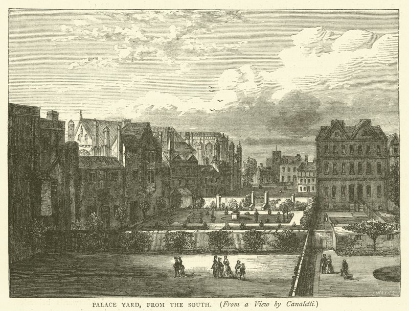 Palace Yard, desde el sur, de una vista de Canaletti de English School