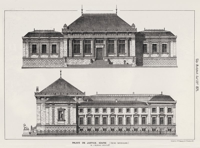 Palacio de Justicia, Havre, Sena Inferior (grabado) de English School