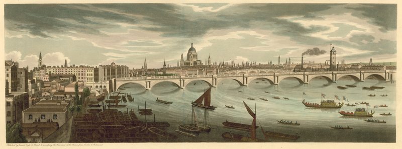 Vista panorámica de Londres incluyendo el Puente de Londres y la Catedral de San Pablo de English School