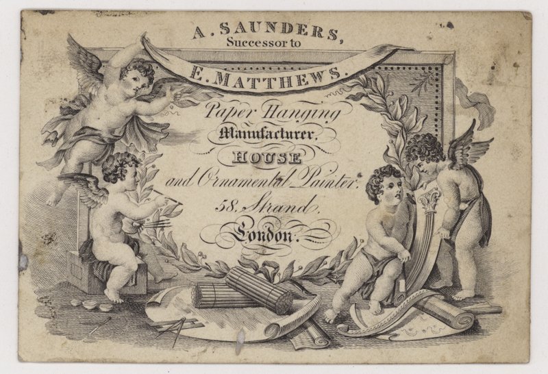 Estampadores de papel, A Saunders, tarjeta comercial de English School