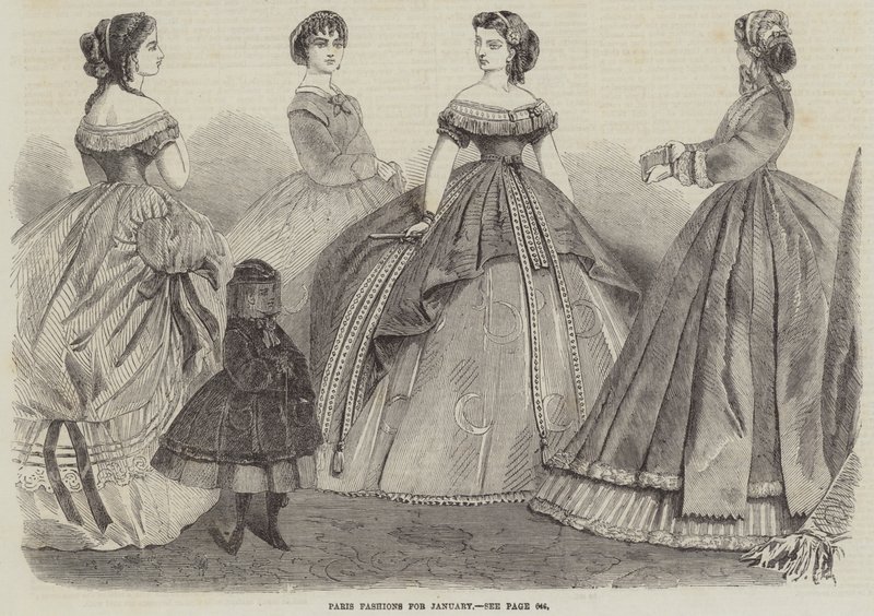 Moda de París para enero (grabado) de English School