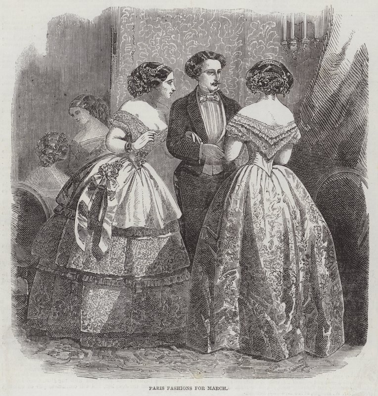 Moda de París para marzo (grabado) de English School