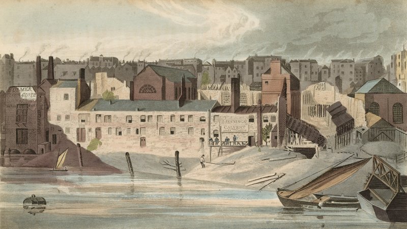Parte de las ruinas del Savoy en 1816 de English School