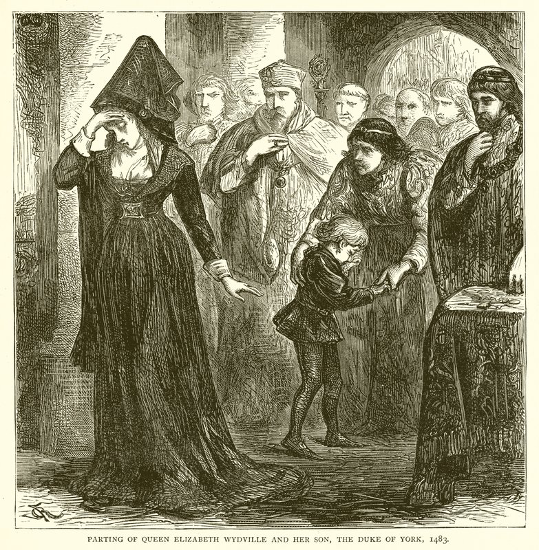 Despedida de la reina Isabel Wydville y su hijo, el duque de York, 1483 de English School