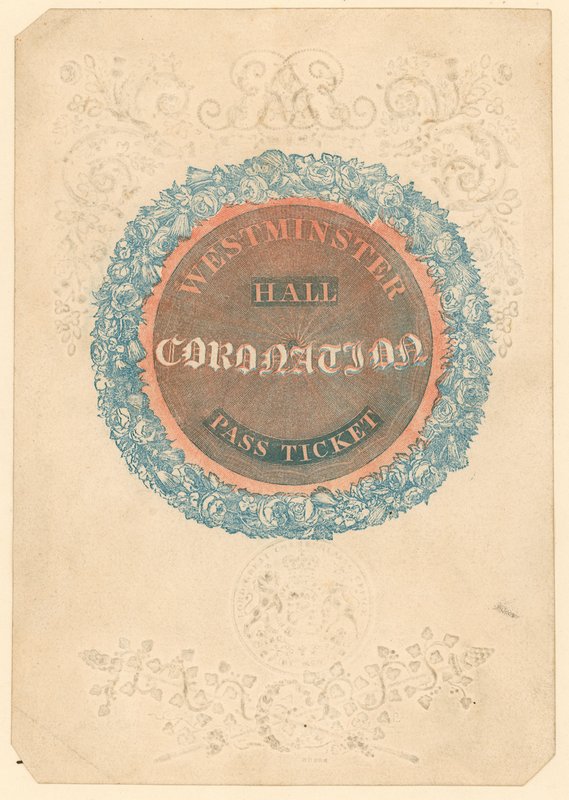 Pase para el Gran Banquete de Coronación del Rey Jorge IV en el Salón de Westminster, 17 de julio de 1821 de English School