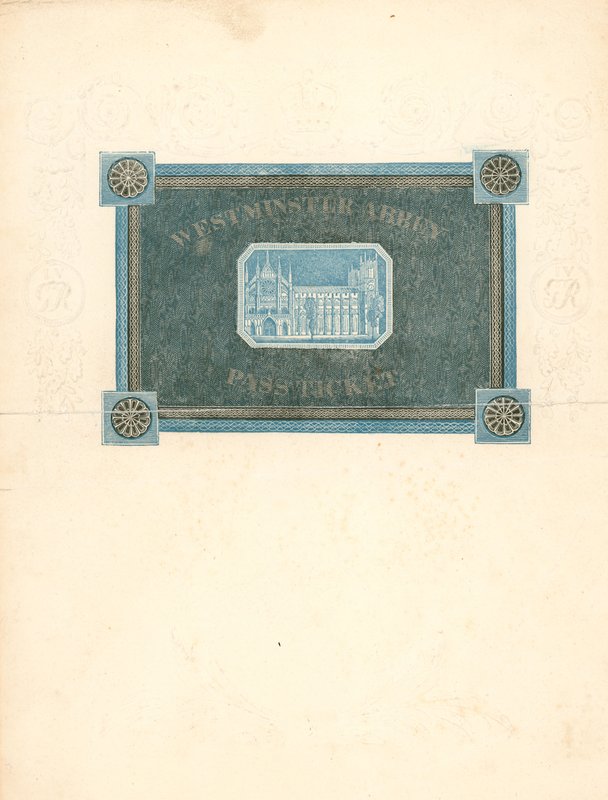 Pase para la Abadía de Westminster para la Coronación del Rey Jorge IV, 17 de julio de 1821 de English School