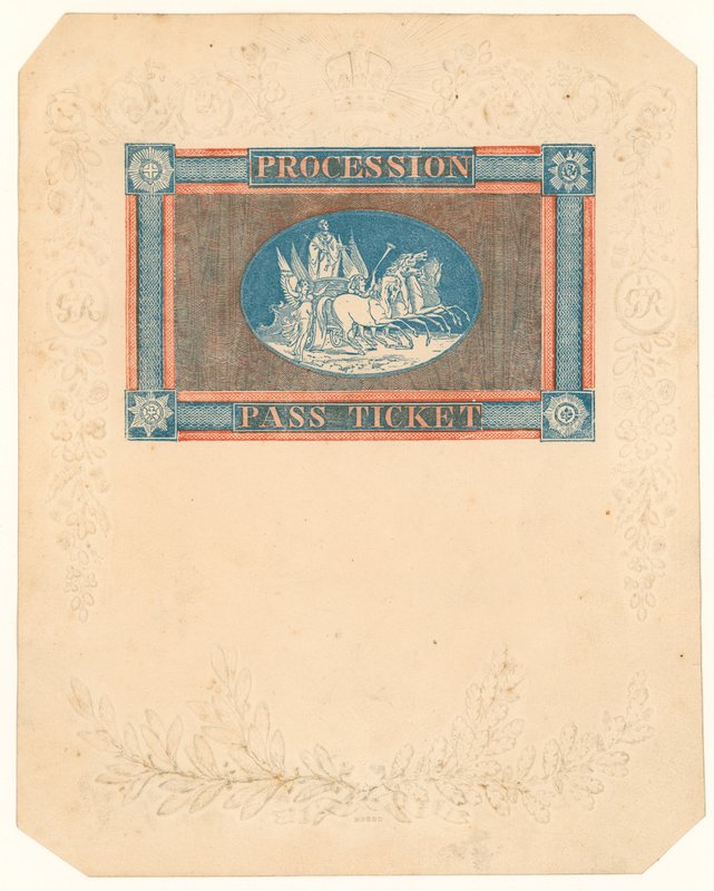 Pase para la Procesión de la Coronación del Rey Jorge IV, 17 de julio de 1821 de English School