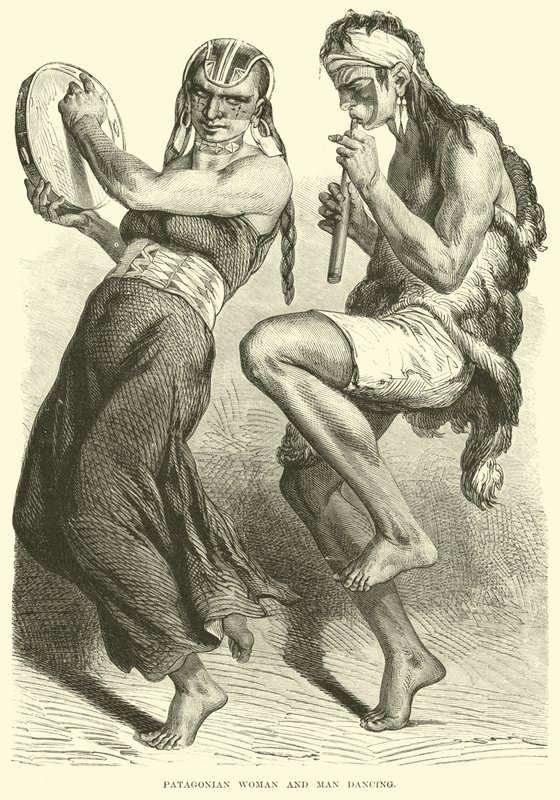 Mujer y hombre patagónicos bailando de English School