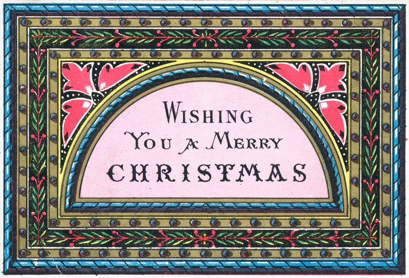 Patrones y hojas, tarjeta de Navidad de English School