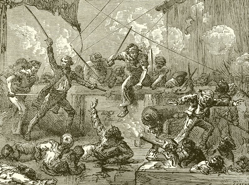 Paul Jones abordando el Serapis de English School