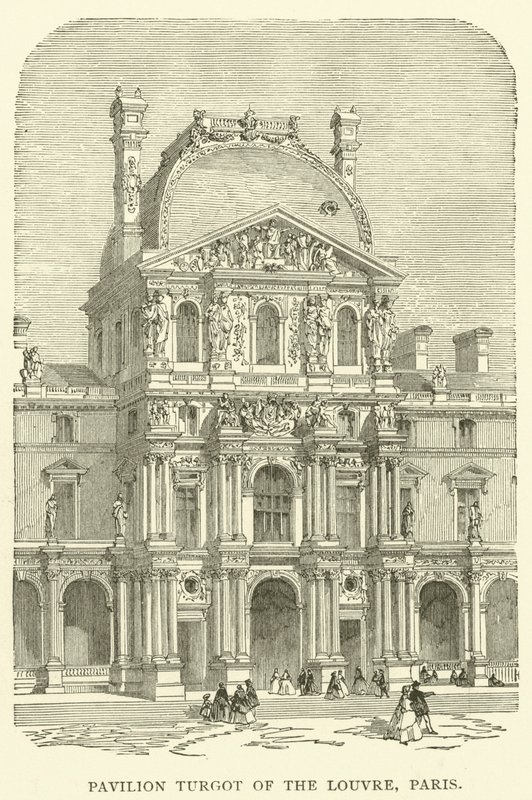 Pabellón Turgot del Louvre, París (grabado) de English School