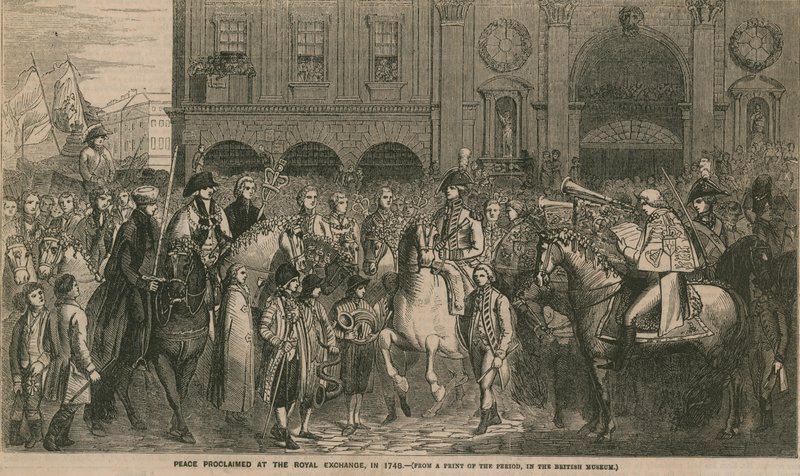 Paz proclamada en el Royal Exchange en 1748 de English School