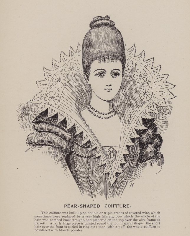 Coiffure en forma de pera (grabado) de English School